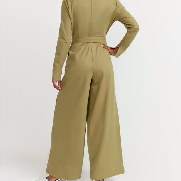 Olive Green Belted Jumpsuit - Picture 2 of 2
